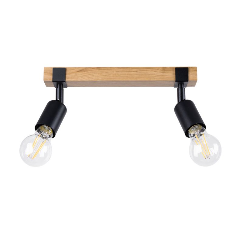 Lampa sufitowa Pure Lume LIMERO czarna-drewno 2xE27x15W IP20 wym:14x15x38cm - 1 szt.