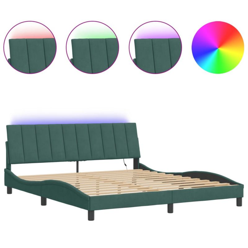 Rama łóżka z LED ciemnozielona aksamitna WaszeMeble 180x200 WM-3213796 1 szt.