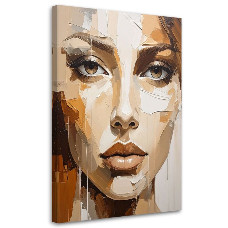 Obraz do salonu sypialni Feeby Portret Kobieta Beżowy jak malowany 70x100cm 1szt