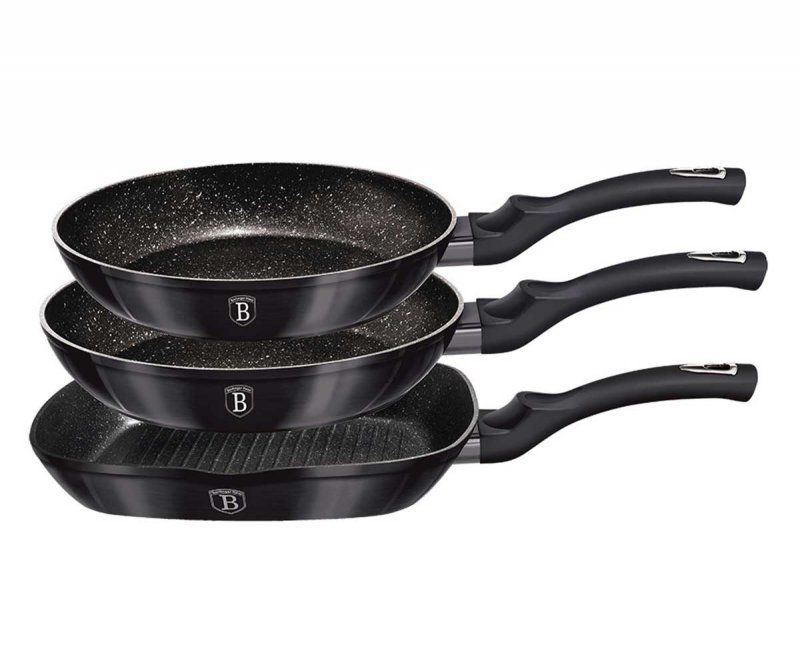 Zestaw 3 patelni granitowych Berlinger haus bh-6904 carbon pro komplet 1szt
