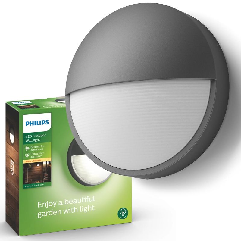 Kinkiet Ogrodowy Philips Lampa Elewacyjna Zewnętrzna LED 5.5W 600lm 2700K IP44 Antracyt Capricorn 1 szt.