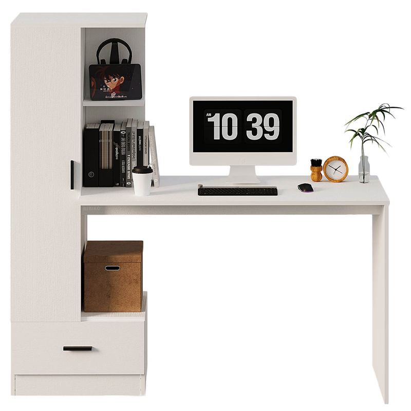 Biurko komputerowe z regałem do biura pokoju biały nowoczesne loft 142 cm 1szt.