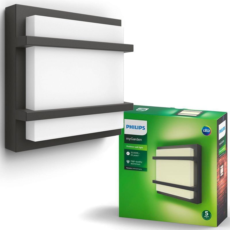 Kinkiet Ogrodowy Petronia Philips Lampa Elewacyjna Zewnętrzna LED 3.8W 800lm 2700K Antracyt 1 szt.
