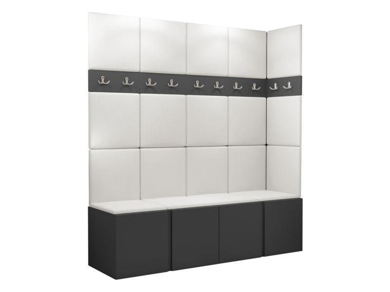 Garderoba MIRJAN 24 Orion II grafit + biała ekoskóra 1 kpl.