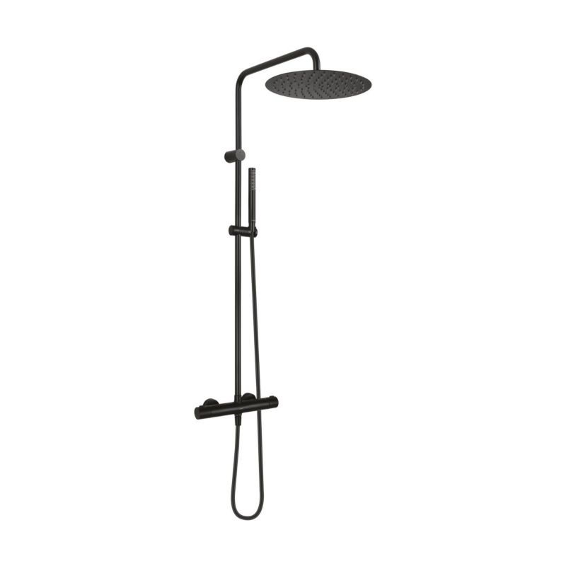 Zestaw prysznicowy Oltens Boran czarny mat, termostatyczny, deszczownica 30 cm, 1 szt.