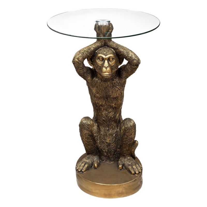 Stolik kawowy Monkey ATMOSPHERA stolik okrągły szklany złoty nowoczesny glamour do salonu 40 cm 1 szt.