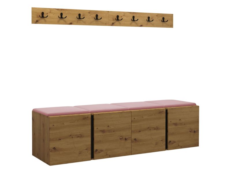 Garderoba MIRJAN 24 Orion VII dąb artisan/czarny + różowy 1 kpl.