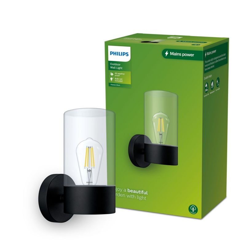 Kinkiet Ogrodowy Flareon Philips Lampa Elewacyjna Zewnętrzna E27 Czarna 1 szt.
