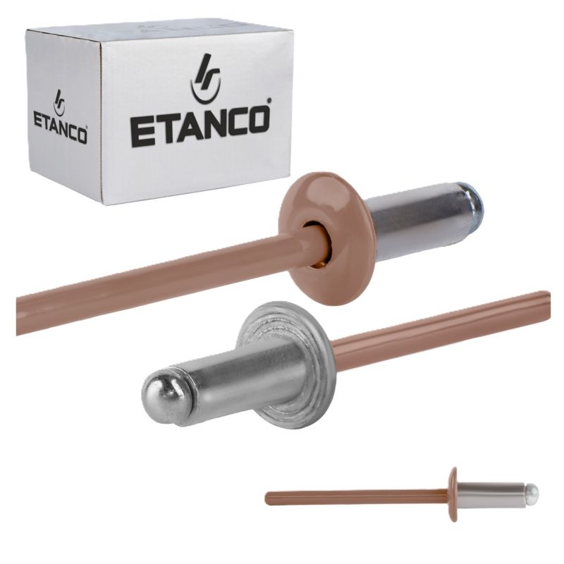 Nity aluminiowe zrywalne Etanco 4x10 mm RAL 8004 500szt