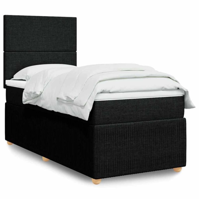 Łóżko z materacem WaszeMeble 90x190 cm Czarny tkanina WM-3291906 1 szt.