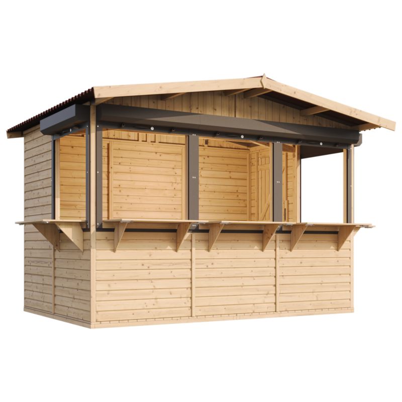 Drewniany pawilon-kiosk ogrodowy Timbela M150BZ 6 m² drewno naturalne 3 okna 1 szt.