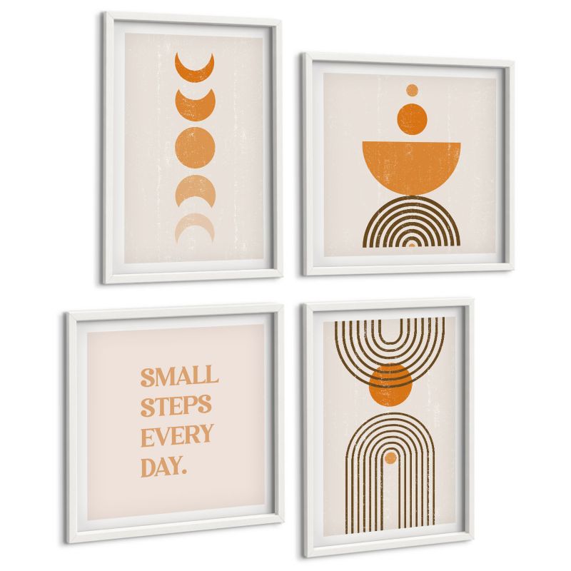 Galeria 4 Obrazów ArtPrintCave (2x50x50+2x40x60cm) Biała rama Minimalistyczne boho wzory 1 kpl.