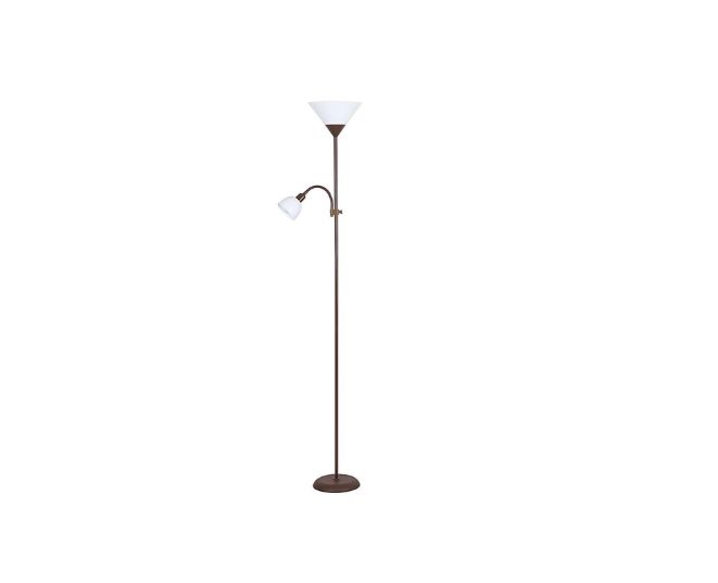 Lampa podłogowa stojąca Rabalux Action brązowo-biała do czytania 2 x E27 x 20W wym: 178 x 24,2 x 24,2 cm - 1 szt.