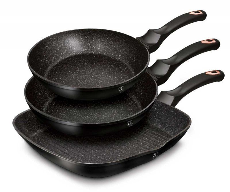 Zestaw 3 patelni granitowych Berlinger haus bh-6156 black rose komplet 1szt