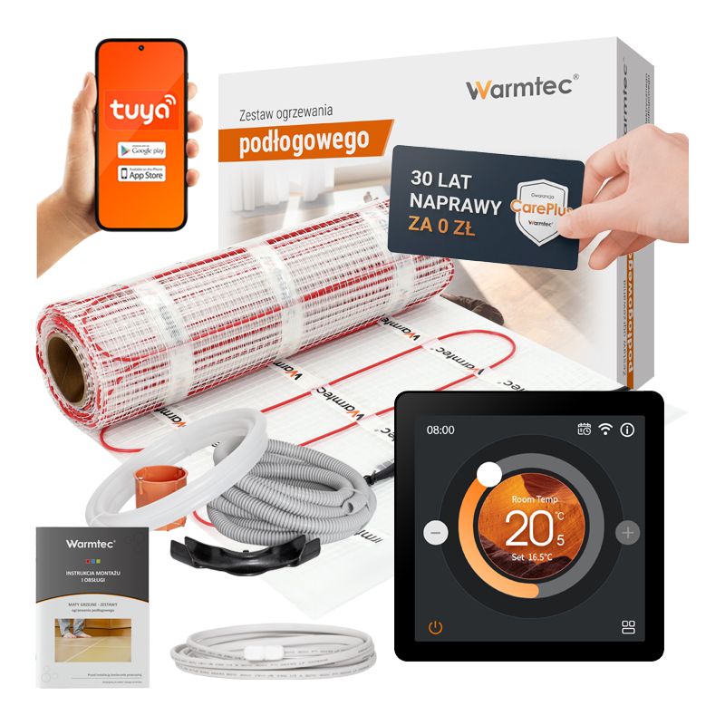 Mata grzewcza grzejna pod płytki Warmtec 12m² 170W/m² Wi-Fi zestaw czarny DS2-120/DTS 1 szt.