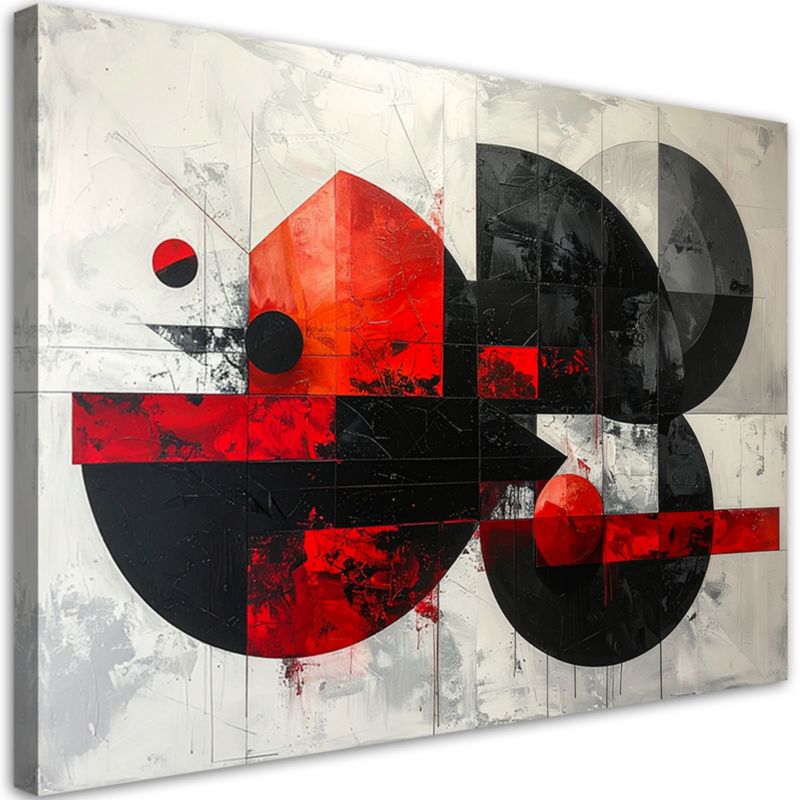 Obraz do salonu sypialni biura Feeby Abstrakcyjne koła kształty czerwony czarny 60x40cm 1szt