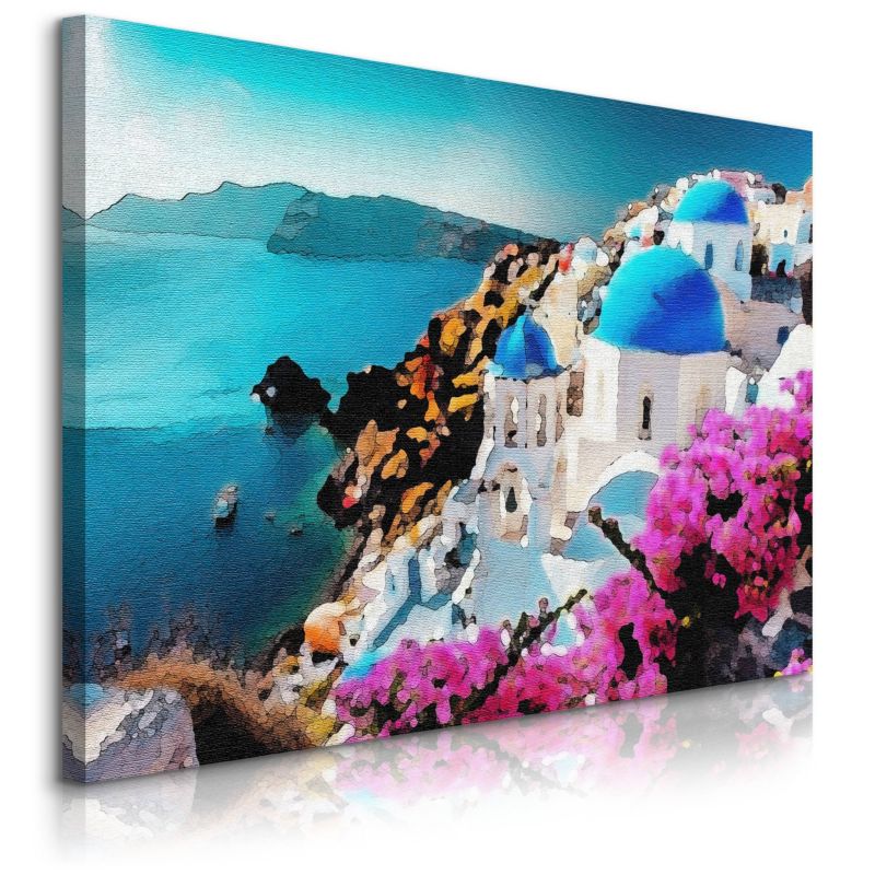 Obraz Muralo Santorini Grecja Pejzaż Natura Abstrakcja 120x80 cm 1 szt.
