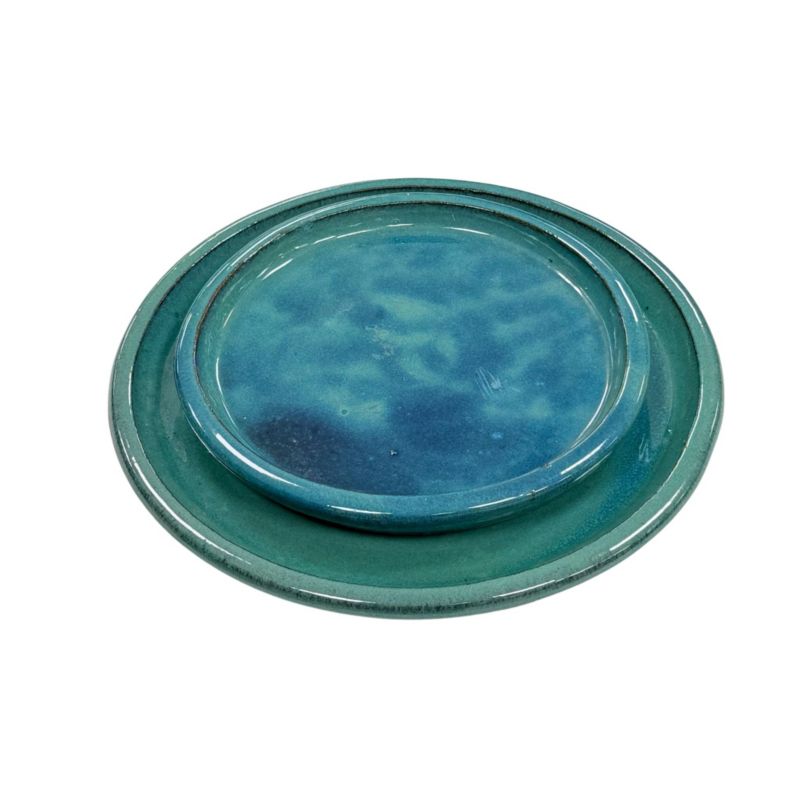 Podstawka pod doniczkę ceramiczna Provencelia R33 Zielony, sred.27 x H5 cm, mrozoodporna, rękodzieło, szkliwiona 1 szt.