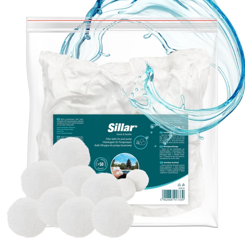 Kulki filtracyjne, Sillar, do basenu, jacuzzi, pompy piaskowej, wielokrotnego użytku, 1.5kg, 1szt