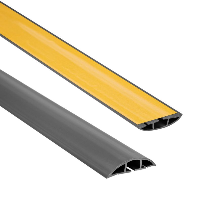 Listwa kablowa maskująca samoprzylepna PCV 60 mm QUEST, maskownica kabli, 3 kanały, półokrągła - 200 cm, ciemnoszary, 1 szt.