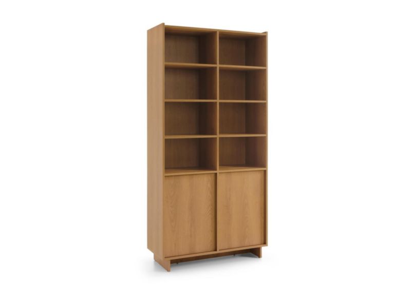 Szeroki Regał Biblioteczka SUNA 200x98 cm Nowoczesna Szafka Dąb Karmel z Drzwiczkami Japandi 1szt.