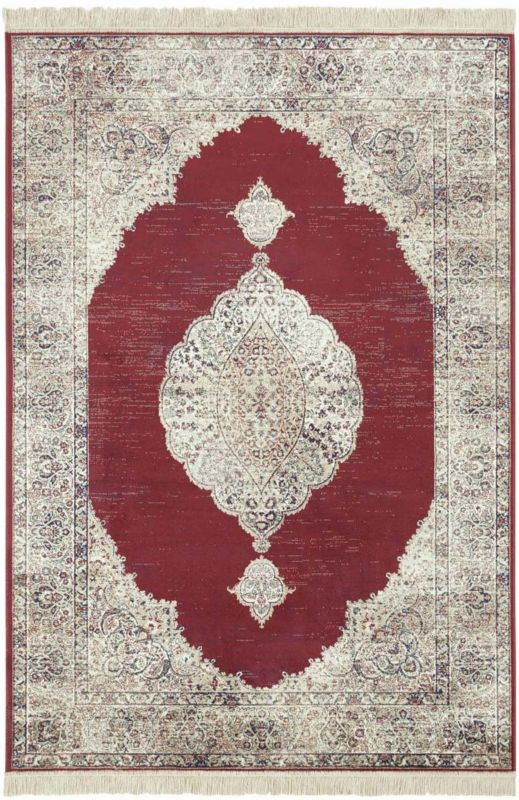 Dywan Mint Rugs 135x195cm, tradycyjny klasyczny wzór, kremowo czerwony, do salonu, 1 szt.