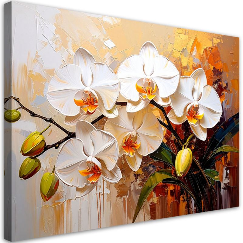 Obraz nowoczesny do salonu Feeby Storczyki Białe Kwiaty Abstrakcja 90x60cm 1szt