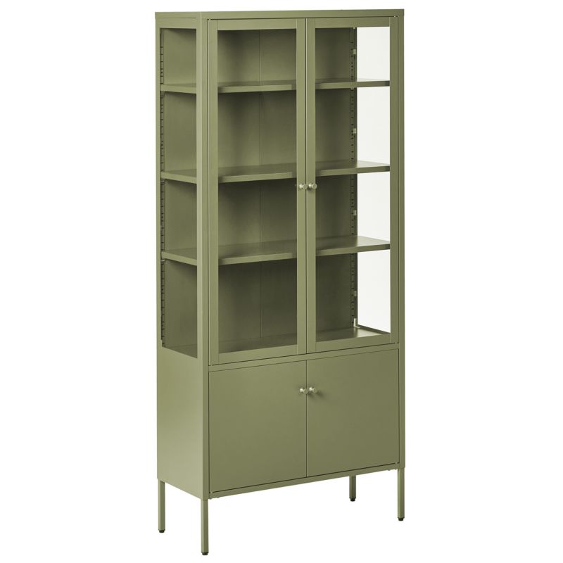 Witryna ze szklaną gablotą Oxted Metal 80 cm Zielony 1 szt.