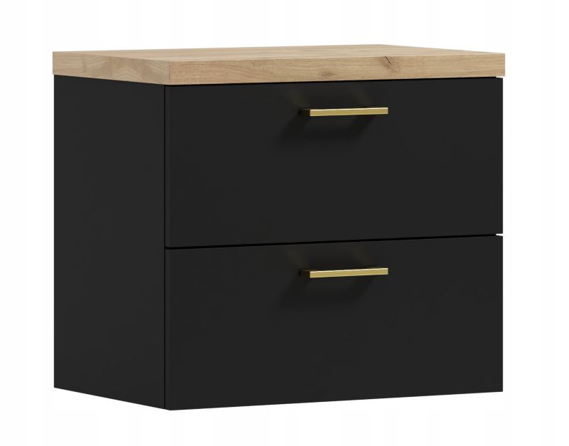 Szafka łazienkowa pod umywalkę Better Home wisząca 60 cm czarny + dąb craf złoty 1 szt.