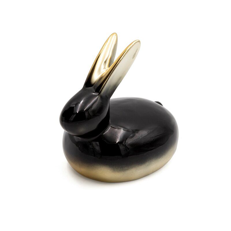 Figurka wielkanocna 199e Zajączek Eurofirany 14 x 10 x 13 cm czarna złota 1 szt.