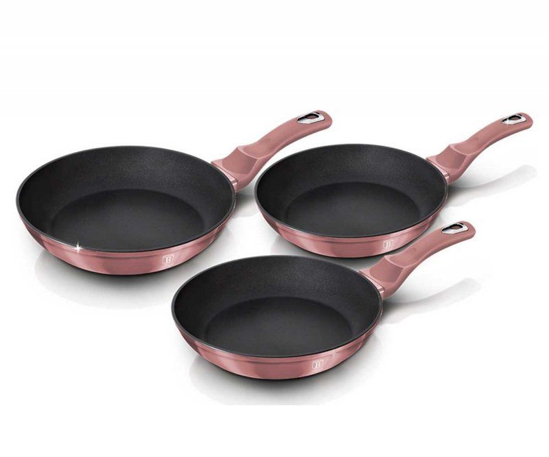 Zestaw 3 patelni 20/24/28 cm Berlinger haus bh-6170 i-rose komplet 1szt