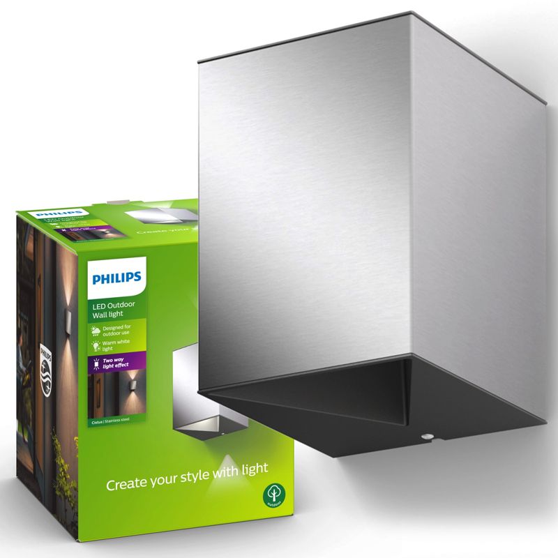Kinkiet Ogrodowy Cistus Philips Lampa Elewacyjna Zewnętrzna LED 9W 1000lm 2700K IP44 Srebrna 1 szt.