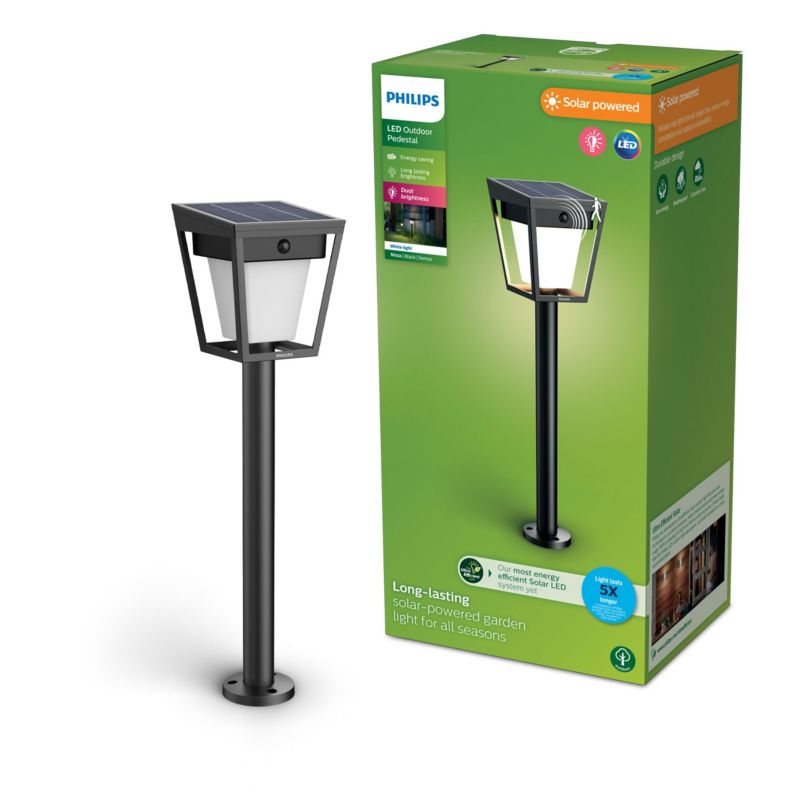 Lampa Ogrodowa Nissa Philips Solarna Zewnętrzna Słupek 69cm LED 1.8W 250lm 3000K IP44 z Czujnikiem Ruchu i Zmierzchu 1 szt.