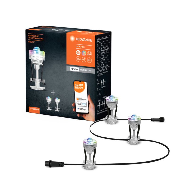 Dekoracyjne Punkty Świetlne Ledvance LED 0.7W 110lm RGB 3P Rozszerzenie Ściemnialna IP65 Biały Smart 1 szt.