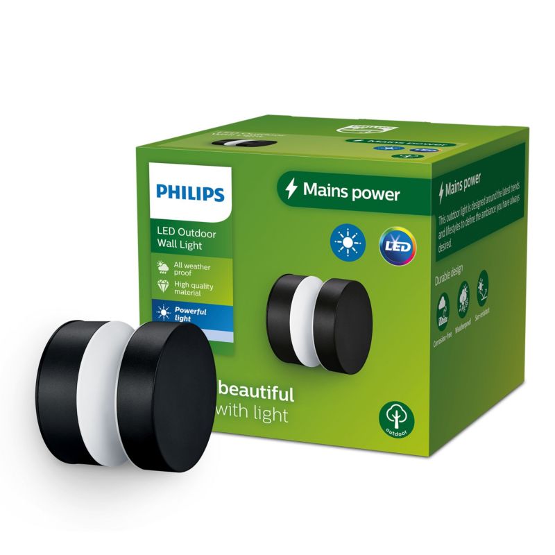 Kinkiet Ogrodowy Laven Philips Lampa Elewacyjna Zewnętrzna LED 6W 720lm 2700K Czarna 1 szt.