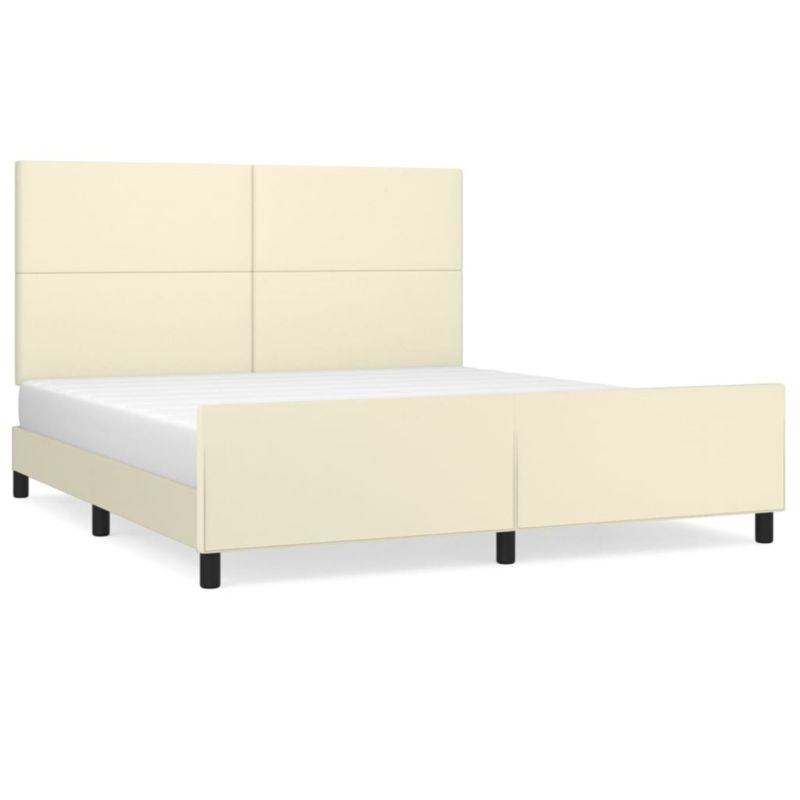 Rama łóżka z zagłówkiem kremowa sztuczna skóra WaszeMeble 180x200 WM-3125465 1 szt.