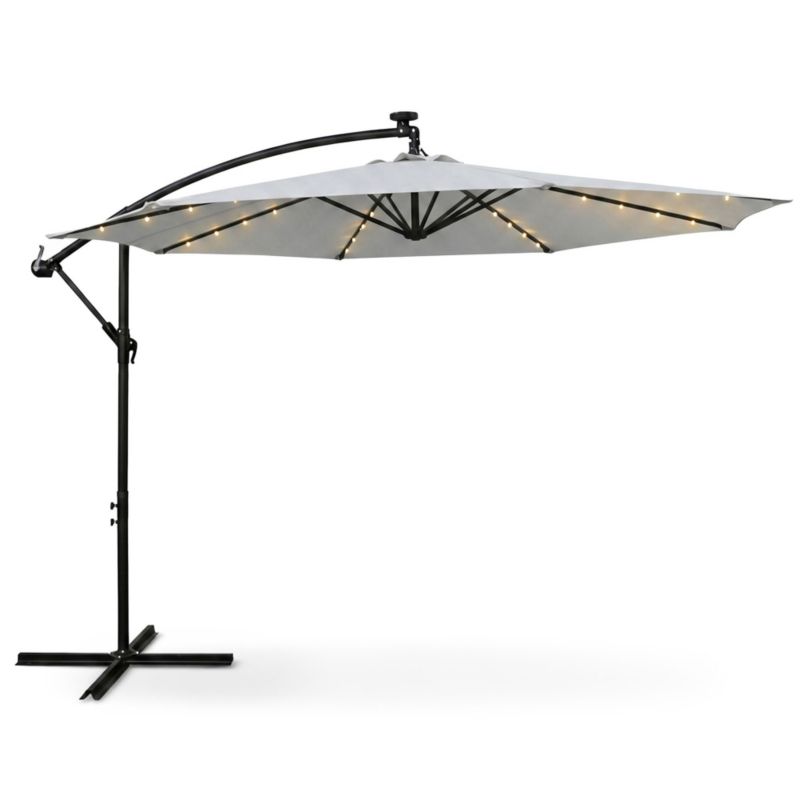 Parasol ogrodowy Milin jasnoszary z oświetleniem LED waga 12,7 kg wymiary 300x00x45 cm 1 szt.