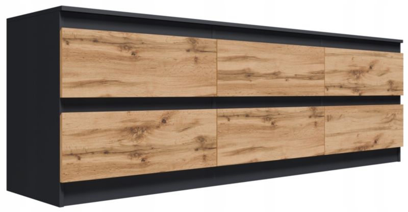 Szafka Matkam stolik RTV CR3-RTV-6 190cm 6 szuflad grafit-wotan 1 szt.