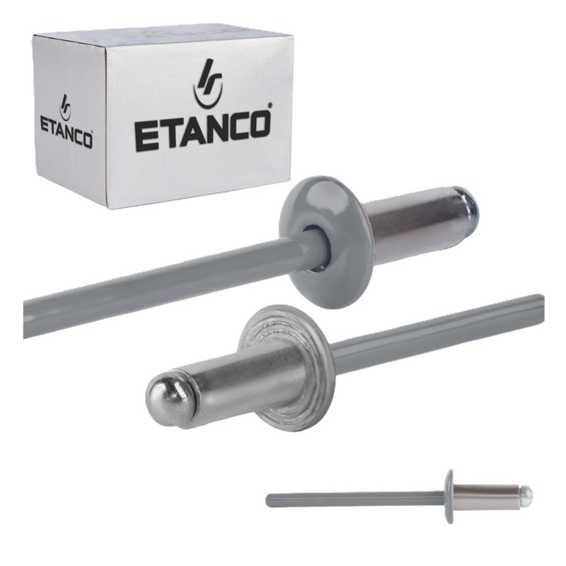 Nity aluminiowe zrywalne Etanco 4x10 mm RAL 9006 500szt