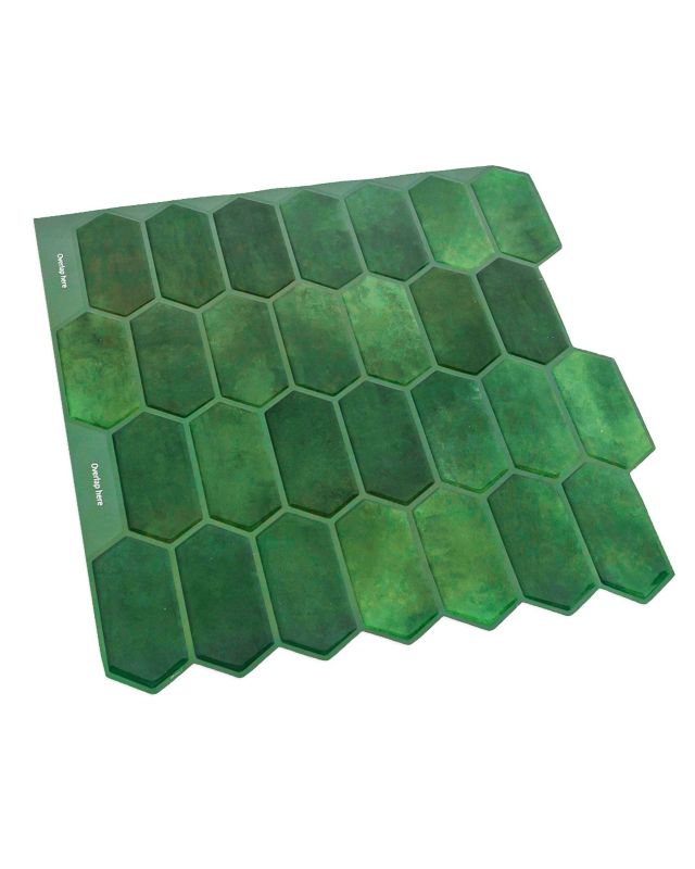 Kafelki ścienne samoprzylepne płytki Mazovia 30,5 x 30,5 cm odporne na zachlapania, geometryczne Zielone 10 szt.