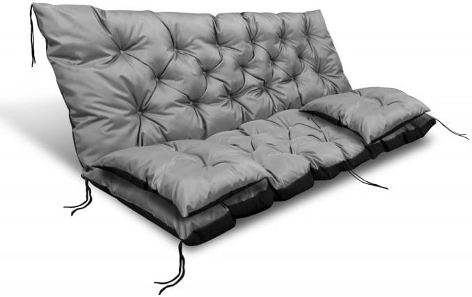 Poduszka ogrodowa 150x60x50 cm + 2 poduszki na ławkę huśtawkę wodoodporna szara