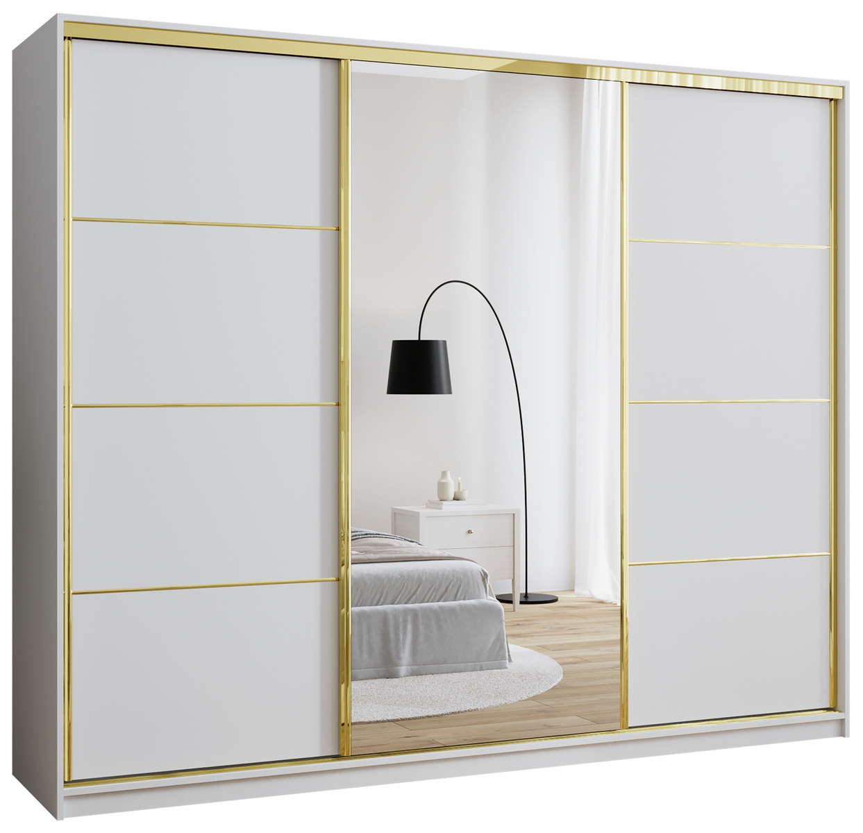 Szafa garderoba 250 cm GOLD NEW z lustrem