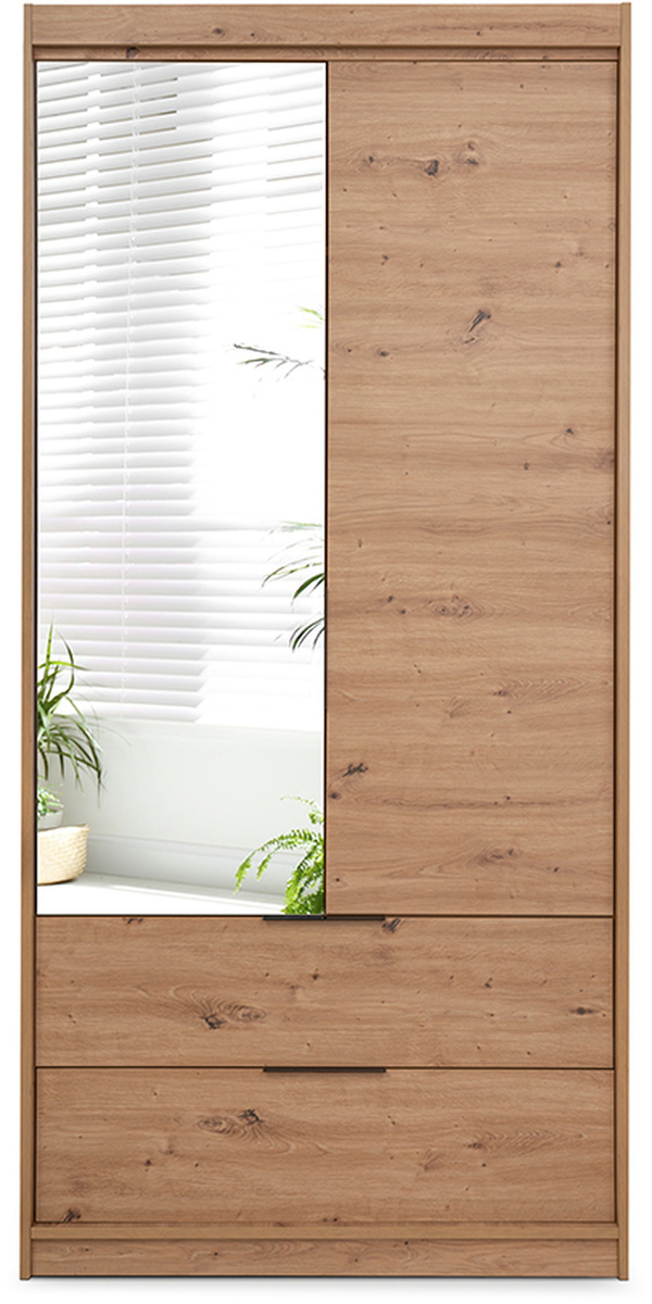 Szafa do sypialni garderoby 103 cm z lustrami szufladami dąb artisan MISTRAL