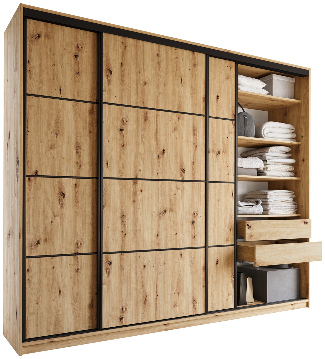 Loftowa szafa przesuwna 280 cm do garderoby LOFT MAX dąb artisan