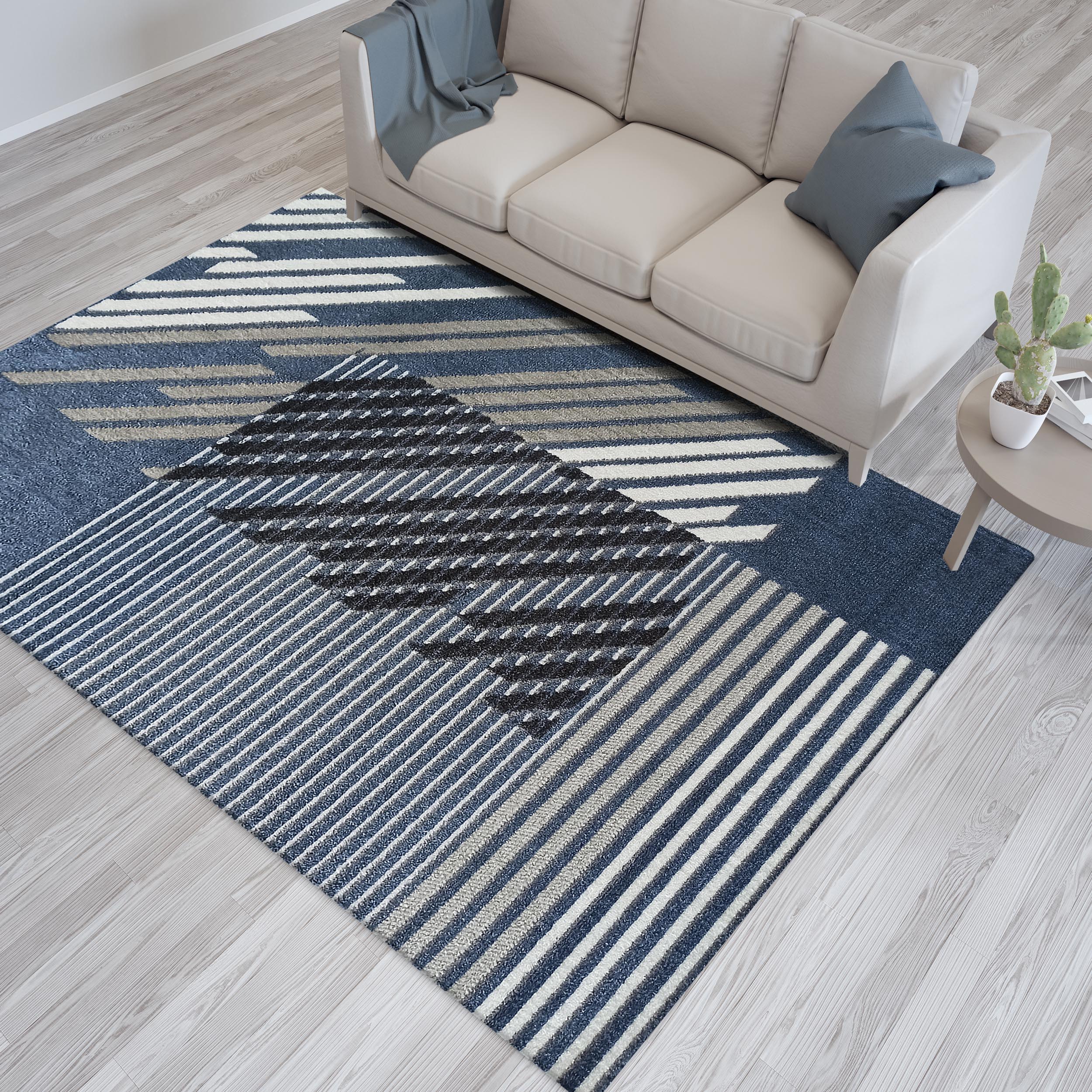 Dywan - 60 x 100 cm - Niebieski - Nowoczesny - Dywanopol