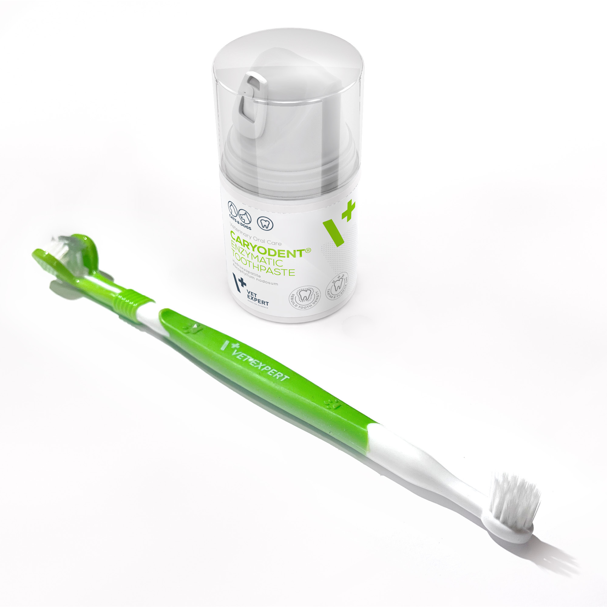 VET EXPERT CARYODENT zestaw ENZYMATIC TOOTHPASTE i TOOTHBRUSH - pasta i szczotka do zębów psa i kota