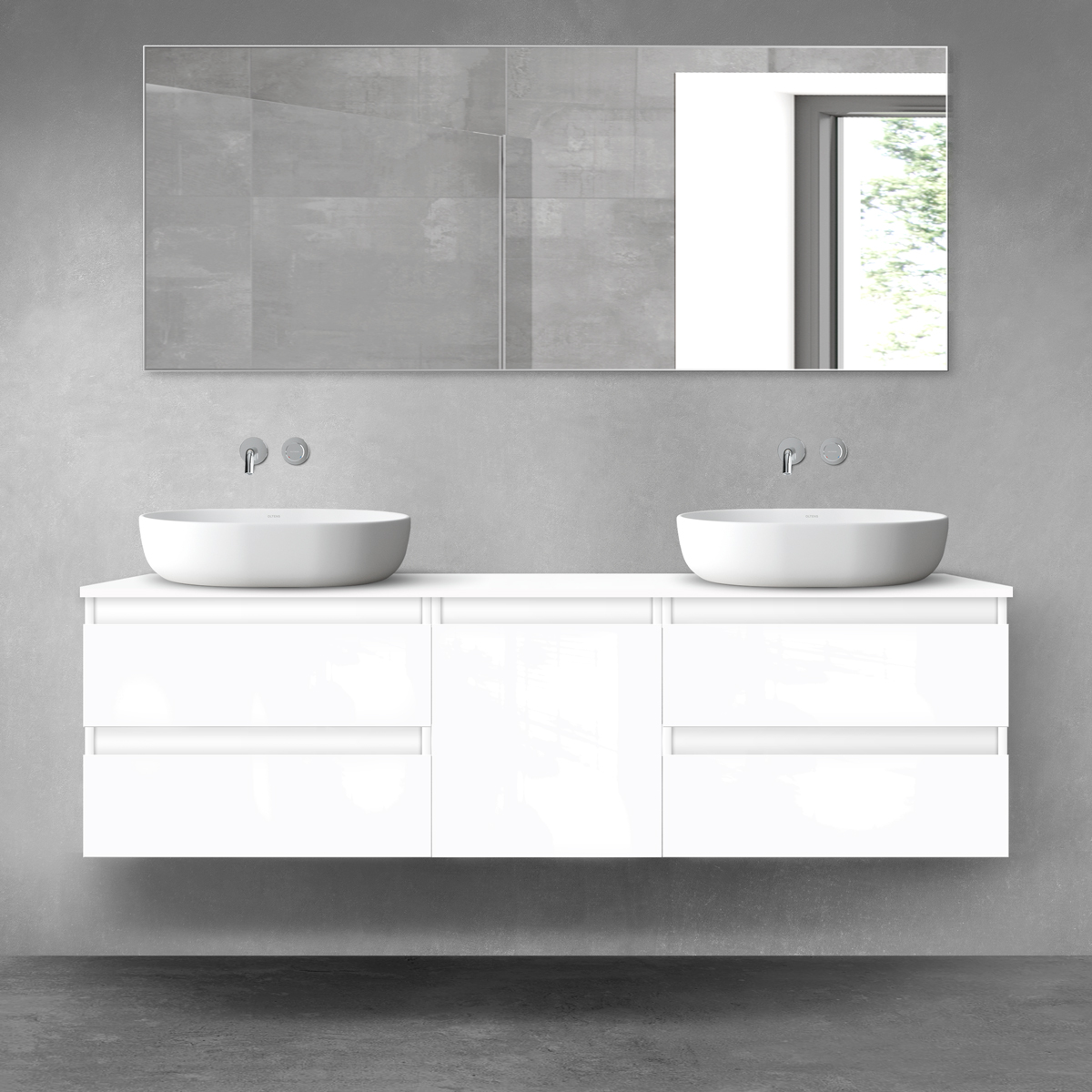 Darmowa Dostawa - Zestaw mebli łazienkowych 160x46.4x48.6 cm podumywalkowa wisząca biała Oltens Vernal 68400000