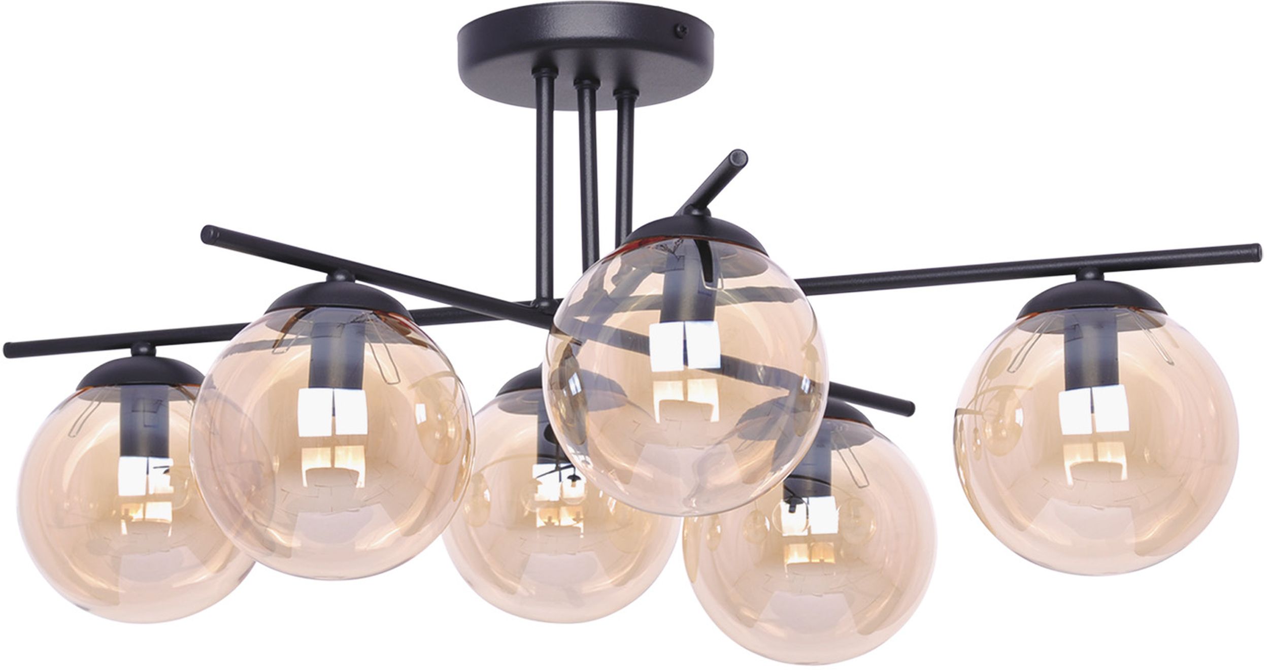 Darmowa Dostawa - Lampa podsufitowa 6x40 W czarna-bursztynowa Kaja Delta K5162