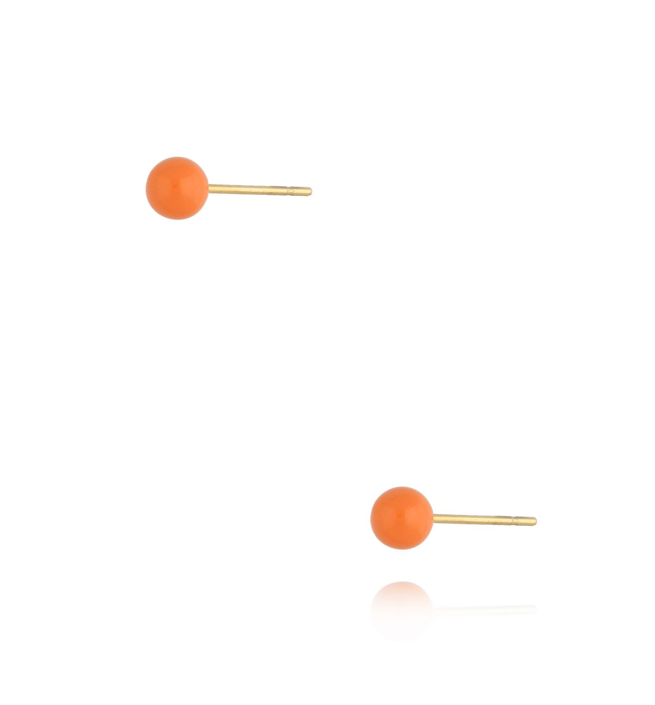 Kolczyki złote kulki z pomarańczową emalią 4 mm Enamel Balls KSA1444