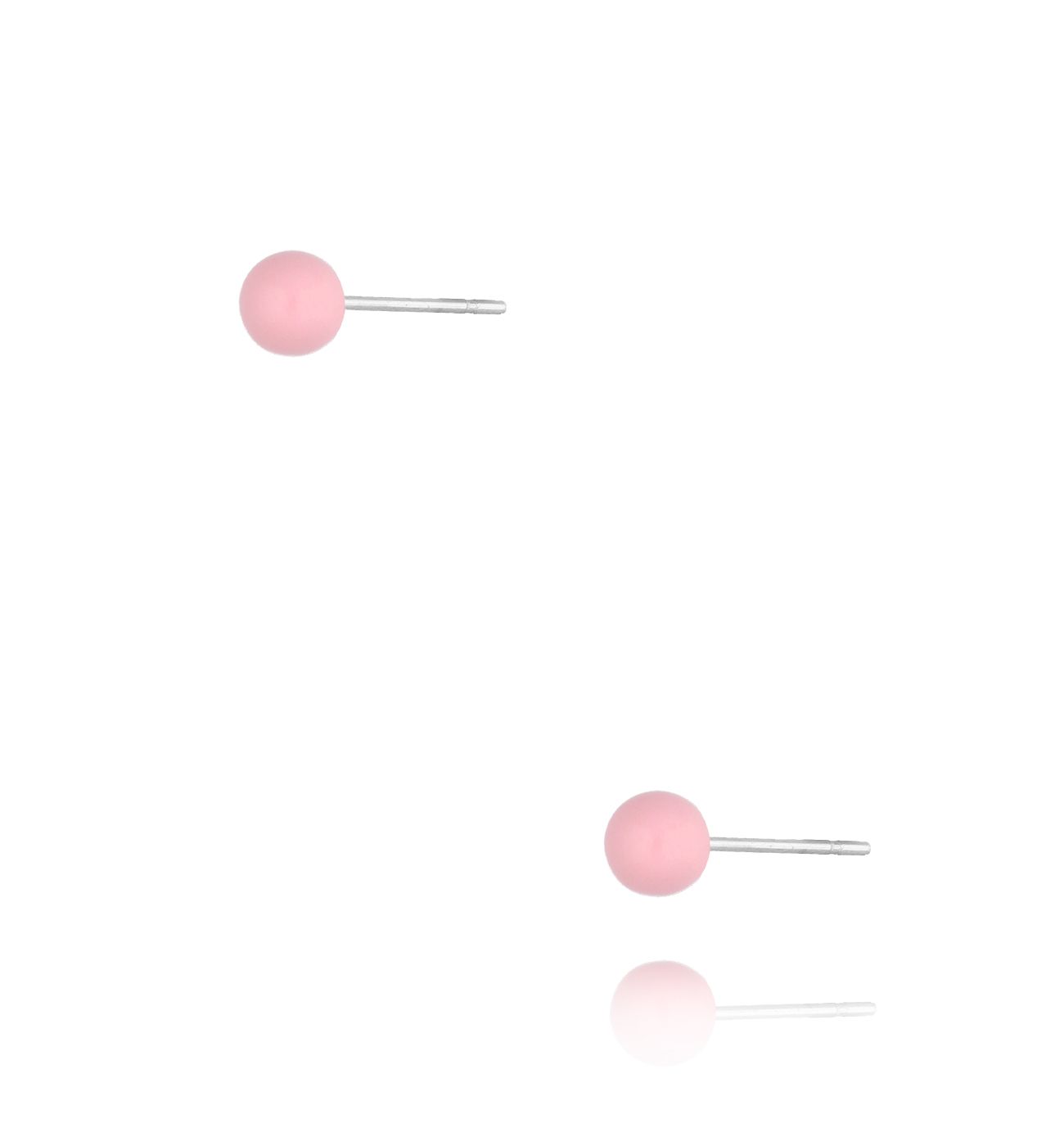 Kolczyki kulki z różową emalią 4 mm Enamel Balls KSA1704